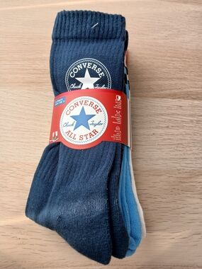 Converse Men's 3-Pack All Star Crew Socks - Navy / Light Blue / White